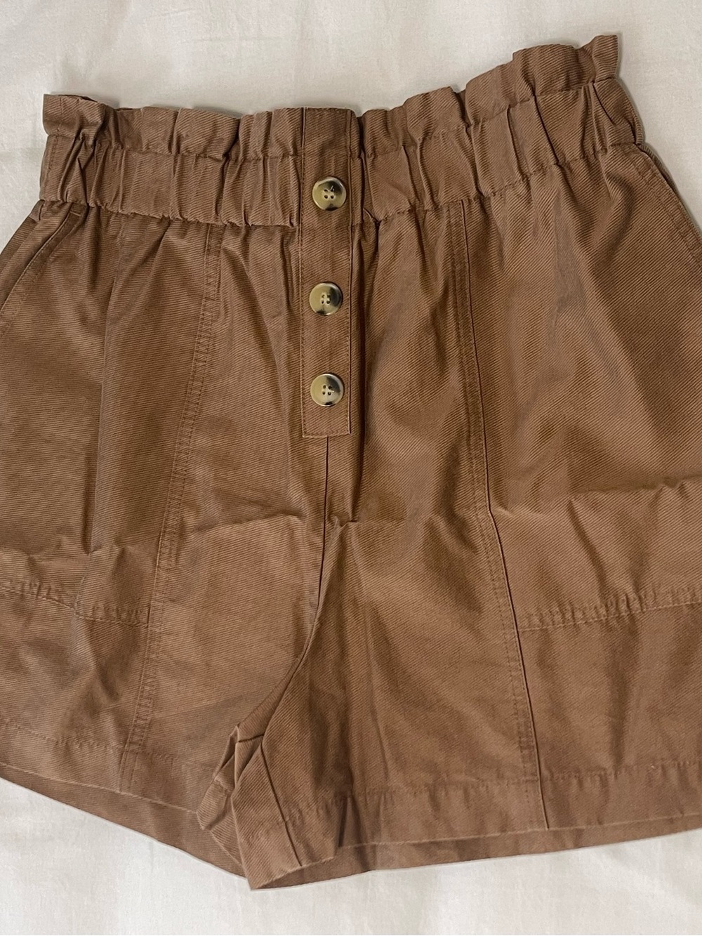 Zara Brown Paperbag Waist Button-Front Shorts like new